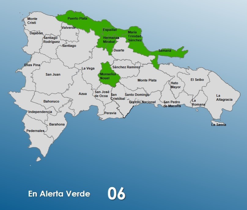 COE mantiene seis provincias en alerta verde por lluvias