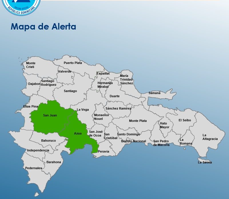 Azua y San Juan en alerta verde