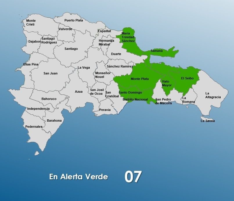 Disminuyen a 7 las provincias en alerta verde por onda tropical